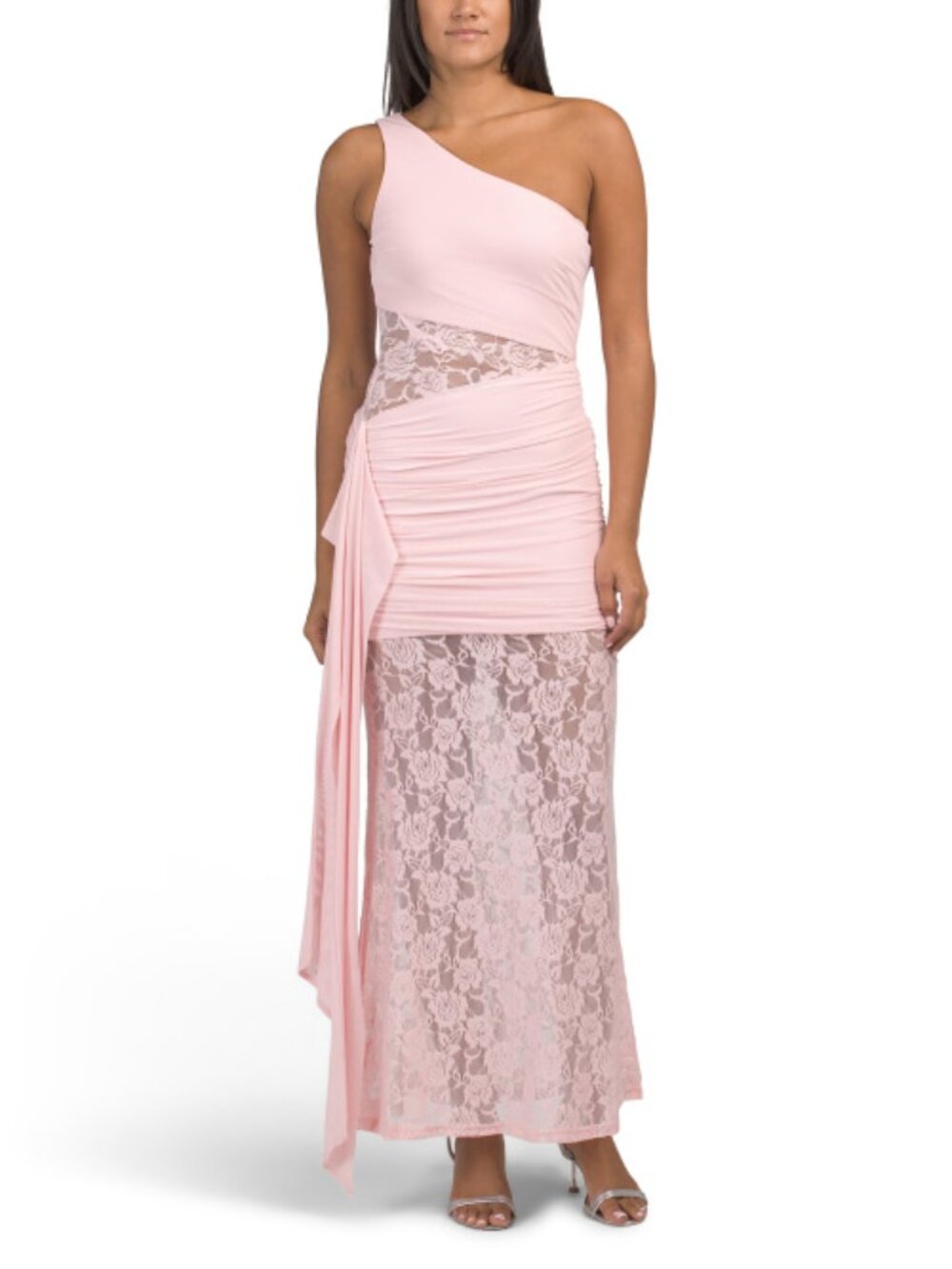 SELFIE LESLIE Luli Waist Sash Halter Neck Lace Maxi Dress